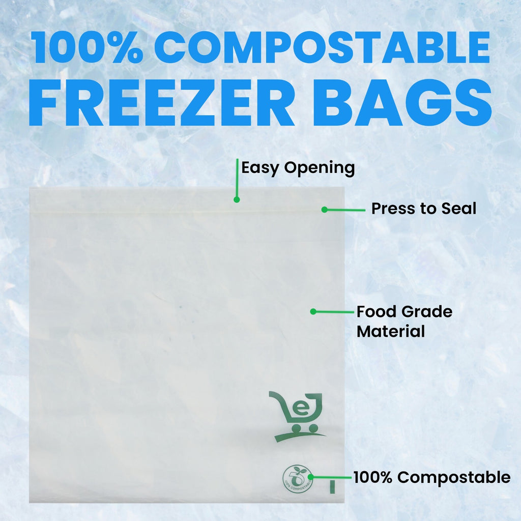 Compostable Plastic Freezer Bags 1 Gallon 60 CT- BPA Free, Reusable 11X11 - FPN