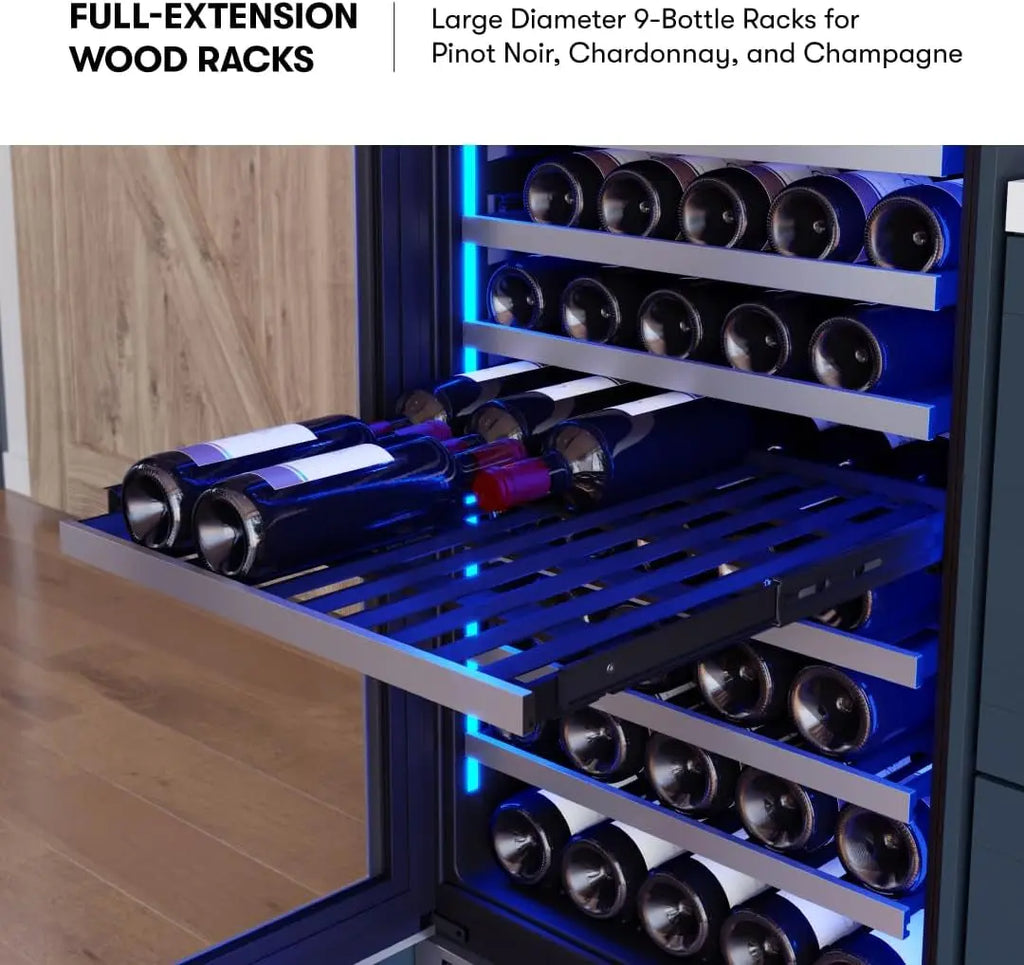 Presrv 24 Inch Wine Fridge Full Size Single Zone - Tall Wine Cooler Cellars Large Cabinet Wine Refrigerator Home Bar Chiller Freestanding with Glass Door for 148 Bottles 750Ml