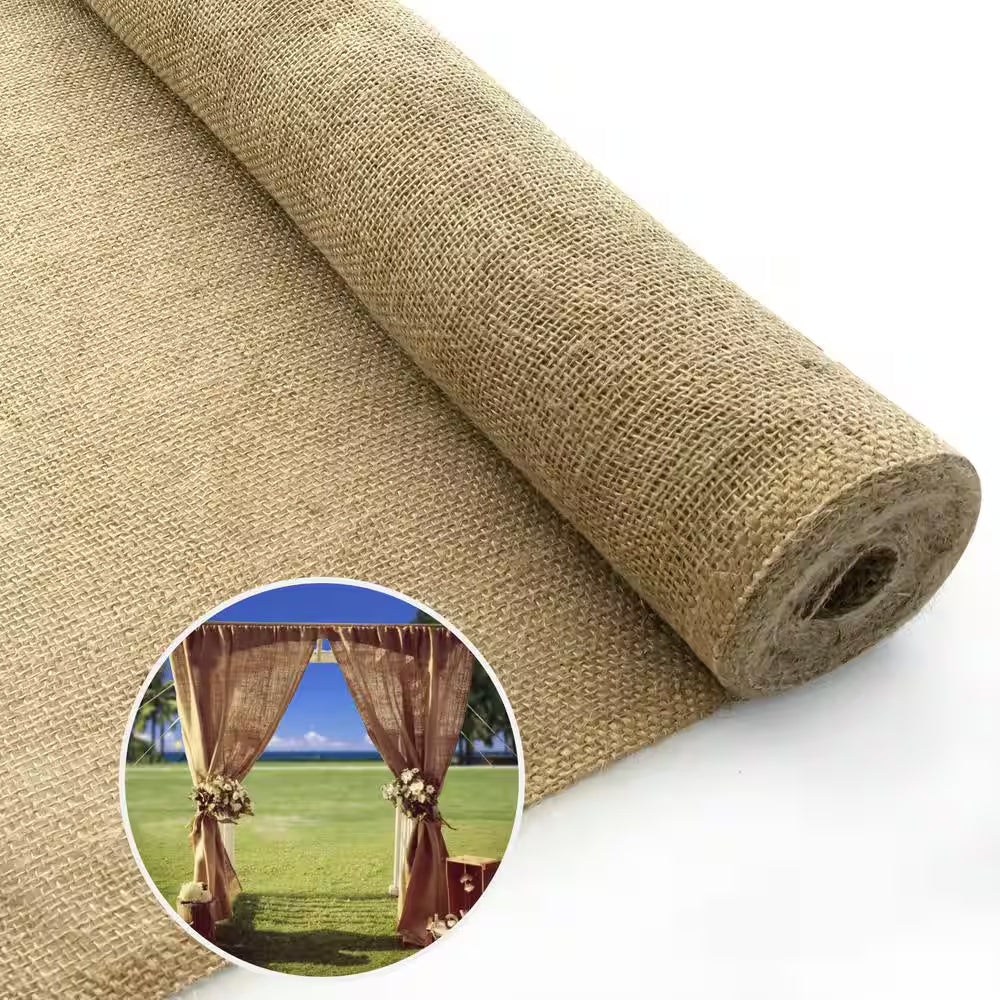 40 In. X 50 Ft. 8.0 Oz. Multi-Purpose Natural Burlap Fabric Accessory for Wedding Decorations, Rustic Party Decor