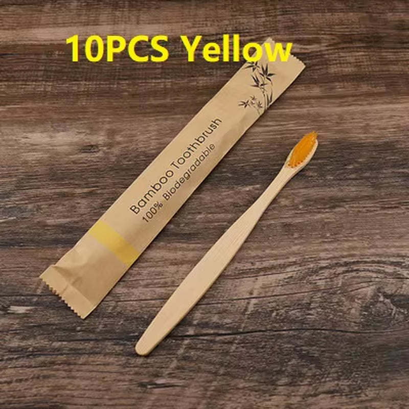 10Pcs Colorful Toothbrush Natural Bamboo Tooth Brush Set Soft Bristle Charcoal Teeth Eco Bamboo Toothbrushes Dental Oral Care