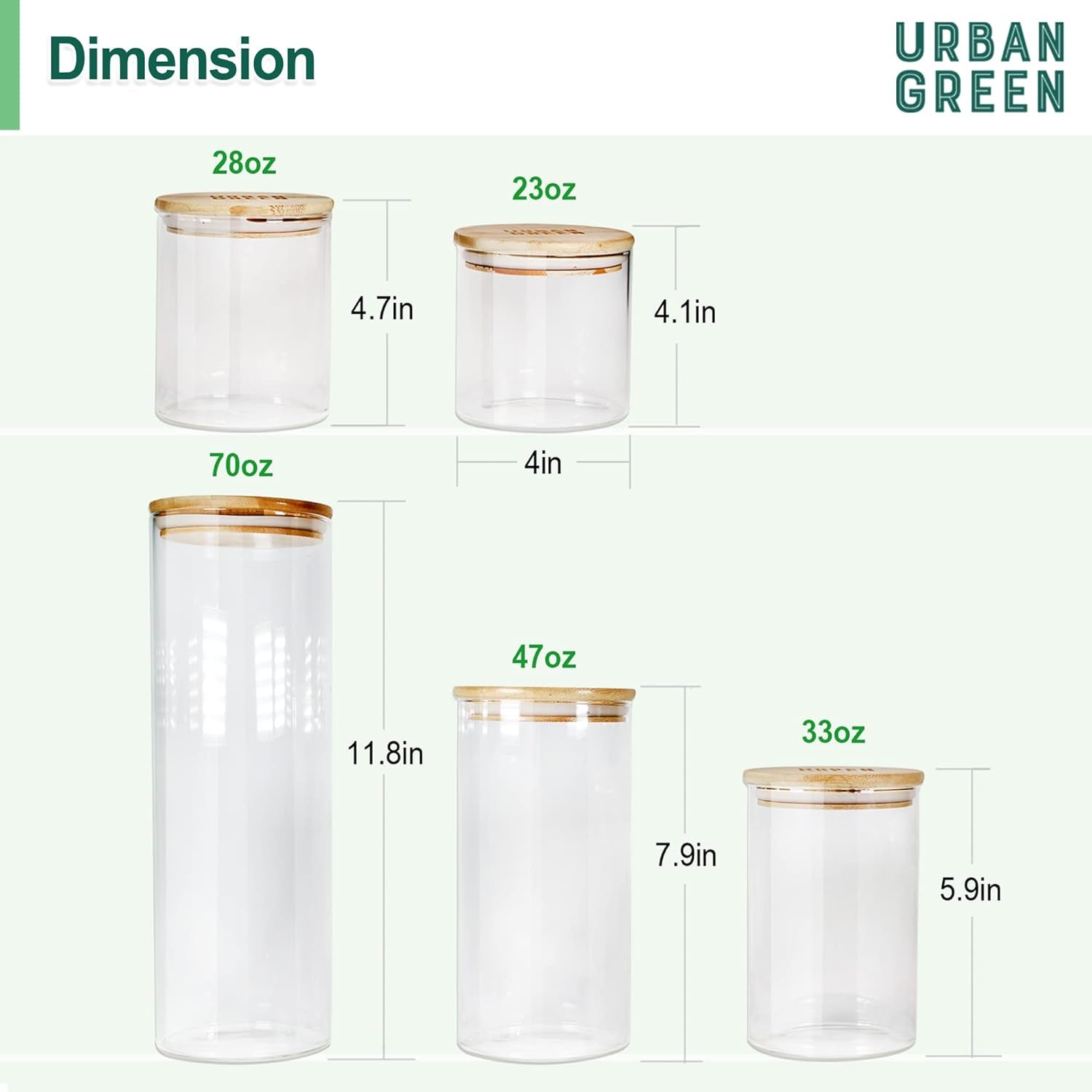 Glass Jars with Airtight Lids, Airtight Glass Canisters with Locking Lids, (Bamboo-20Oz)