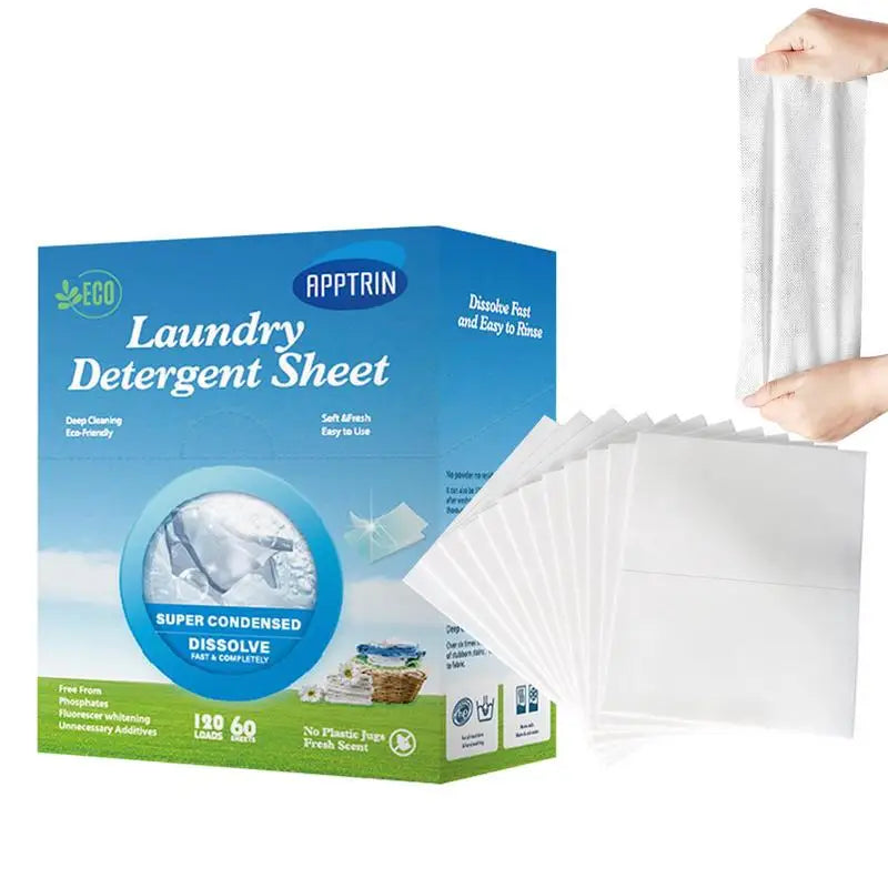 60 Pcs/Lot Eco Friendly Laundry Detergent Soap Sheet Plastic Free Concentrated Washing Strong Laundry Gadget for Washing Machine