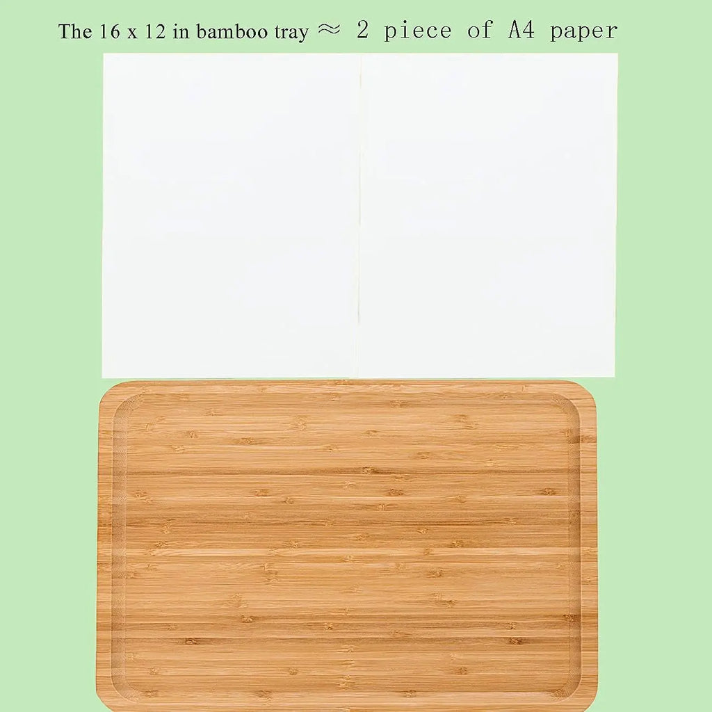 2 Pack Bamboo Tray 16 X 12 X1 Inches Serving Tray Tea Tray Fruit Platters Dinner Plate Sour Candy Tray