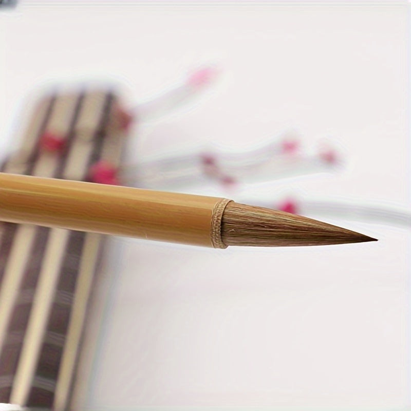 3 Pcs Bamboo Calligraphy Brushes - Suitable for European, Yan, Liu, Zhao Bodies and Landscape Painting - Wooden, Water Washable, Twist Closure, Round Body, Fine Point Chef's Market