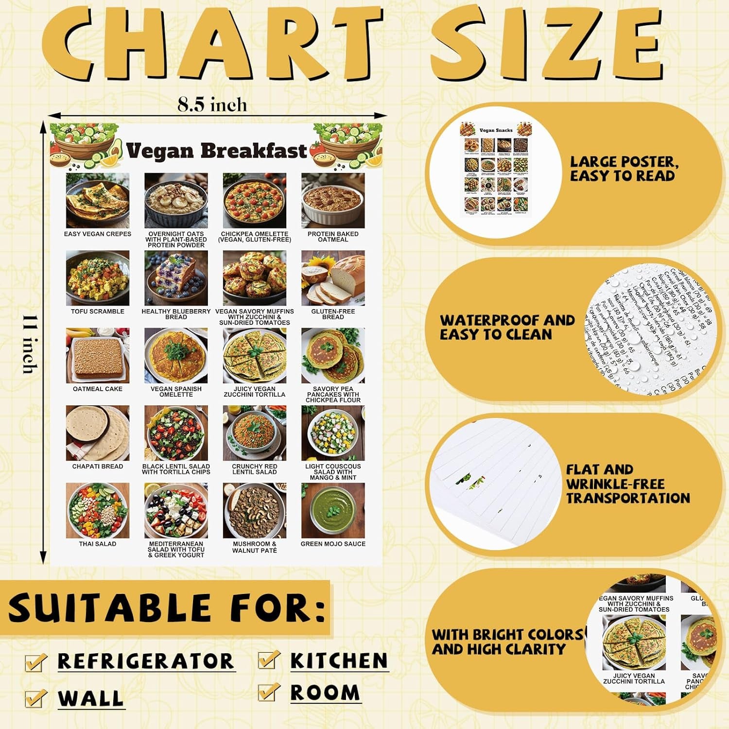 12 Pcs Vegan Food List Poster Vegan Diet Meal Plan High Protein Veggie Food Char