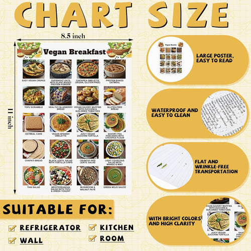 12 Pcs Vegan Food List Poster Vegan Diet Meal Plan High Protein Veggie Food Char