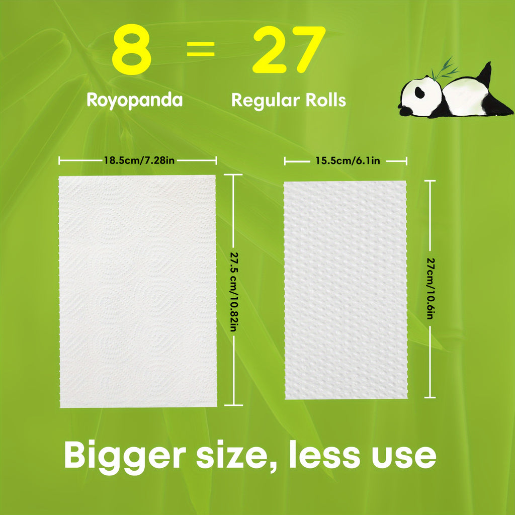 16 rolls/ box8 rolls in 1 box, 2-ply white bamboo pulp kitchen paper towels, 2 rolls individually wrapped, no ink contamination, large quantity of super premium paper towels, environmentally friendly and affordable Chef's Market