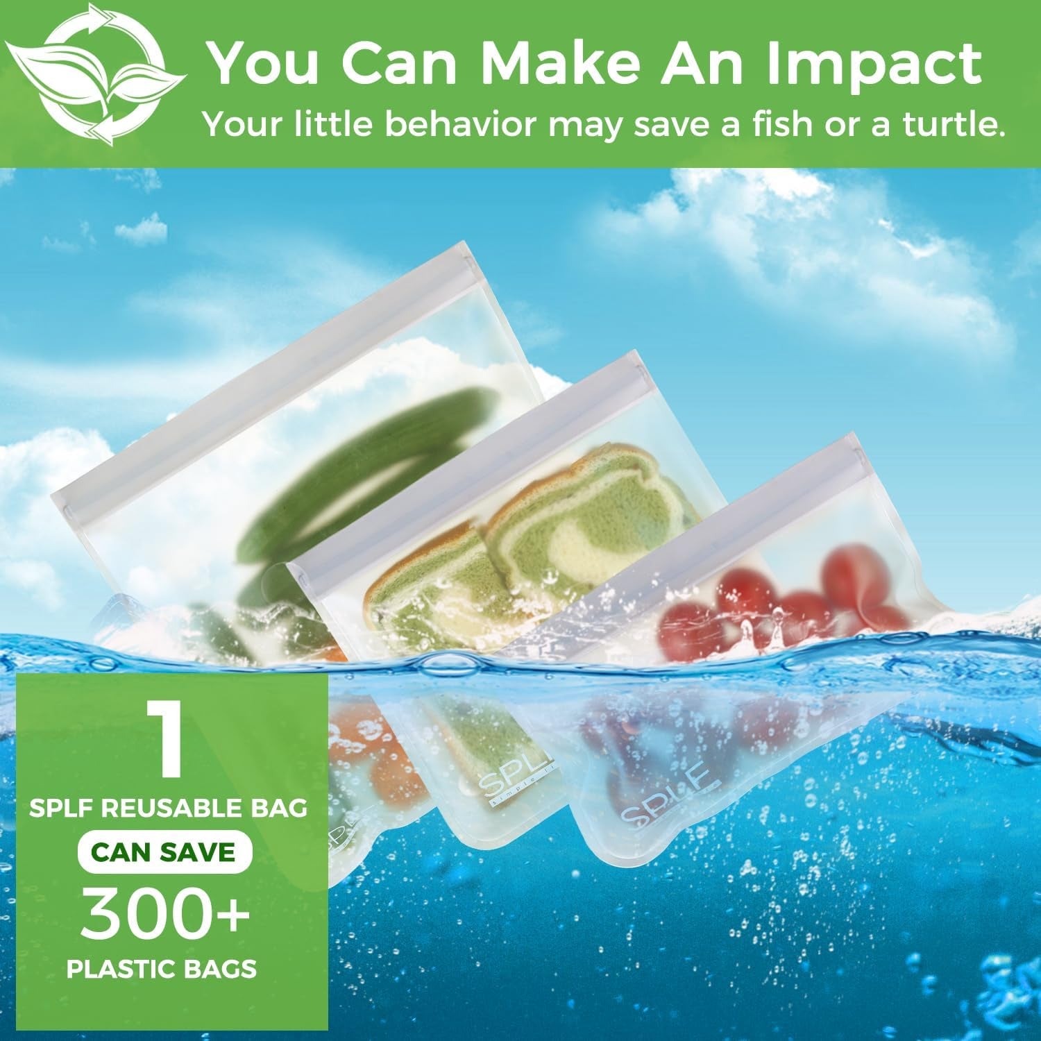 12 Pack Dishwasher Safe Reusable Storage Bags(5 Reusable Sandwich 5 Snack 2 Gallon), Extra Thick Freezer Bags Leakproof Silicone and Plastic Free Food Lunch Bag