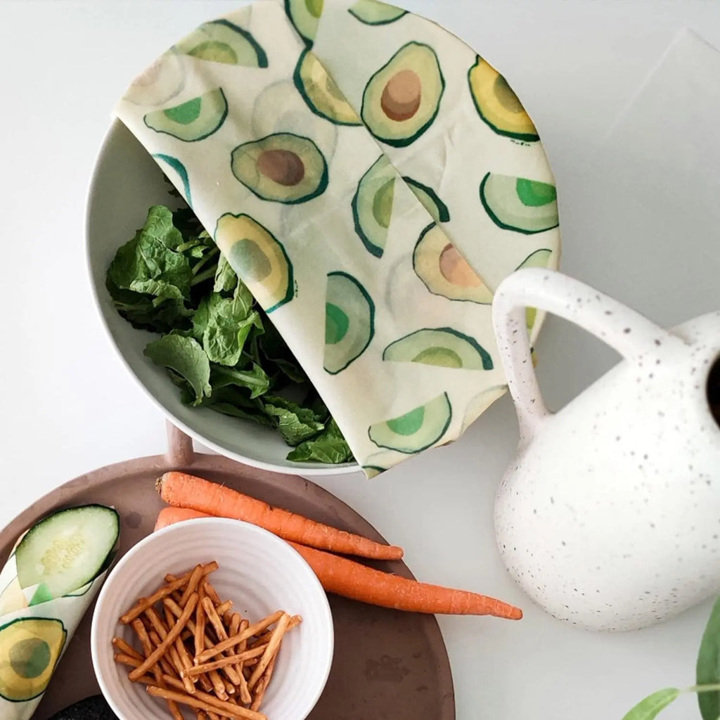 Beeswax Reusable Food Wraps Assorted 6 Pack Beeswax Wrap, Cheese Breads Food Storage Containers, Wrappers, Sustainable Gifts (Avocado)