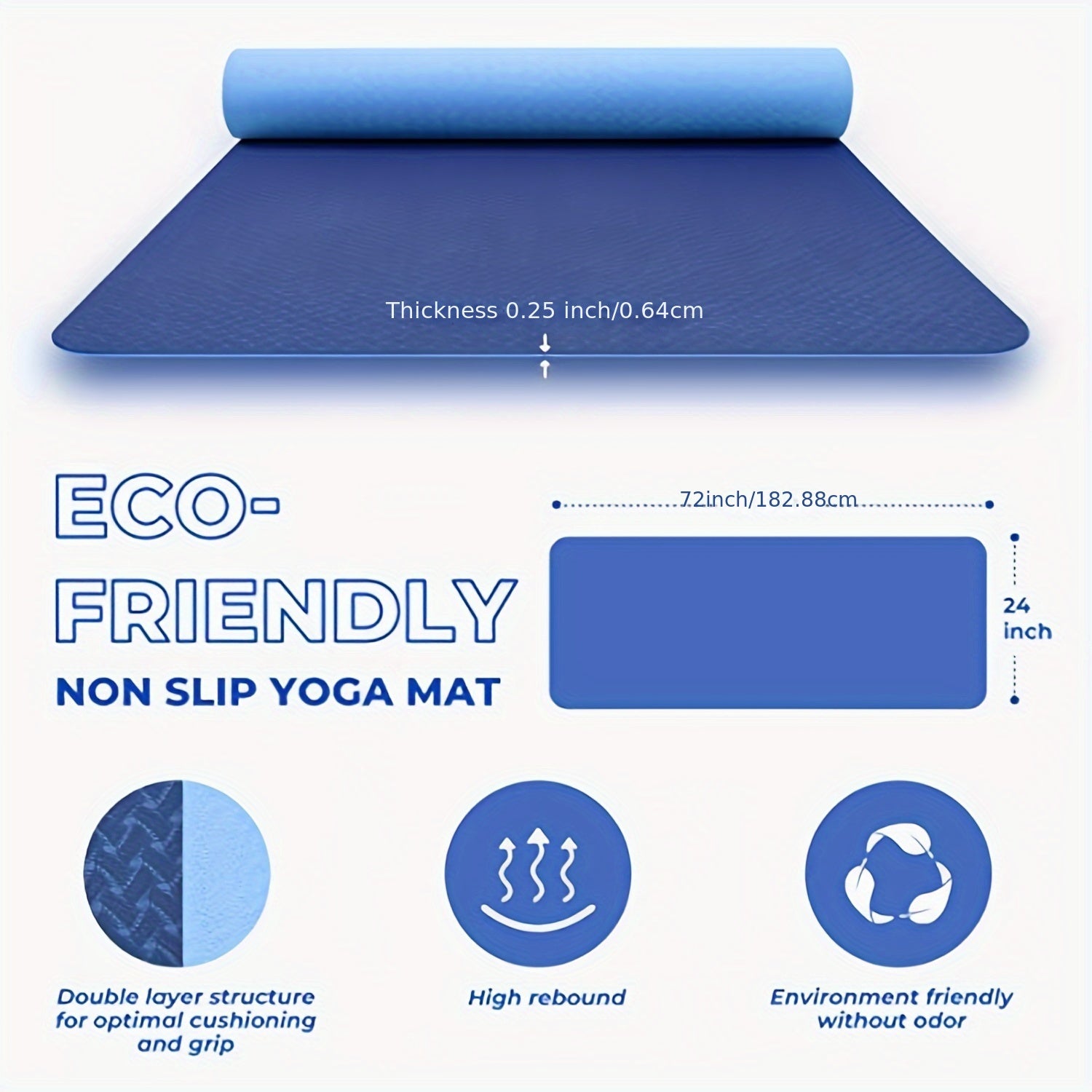 TPE Yoga Mat Non Slip Eco Friendly, Lasting Rebound Mat Bothside Non Slip Exercise Mat, Workout Mat Chef's Market