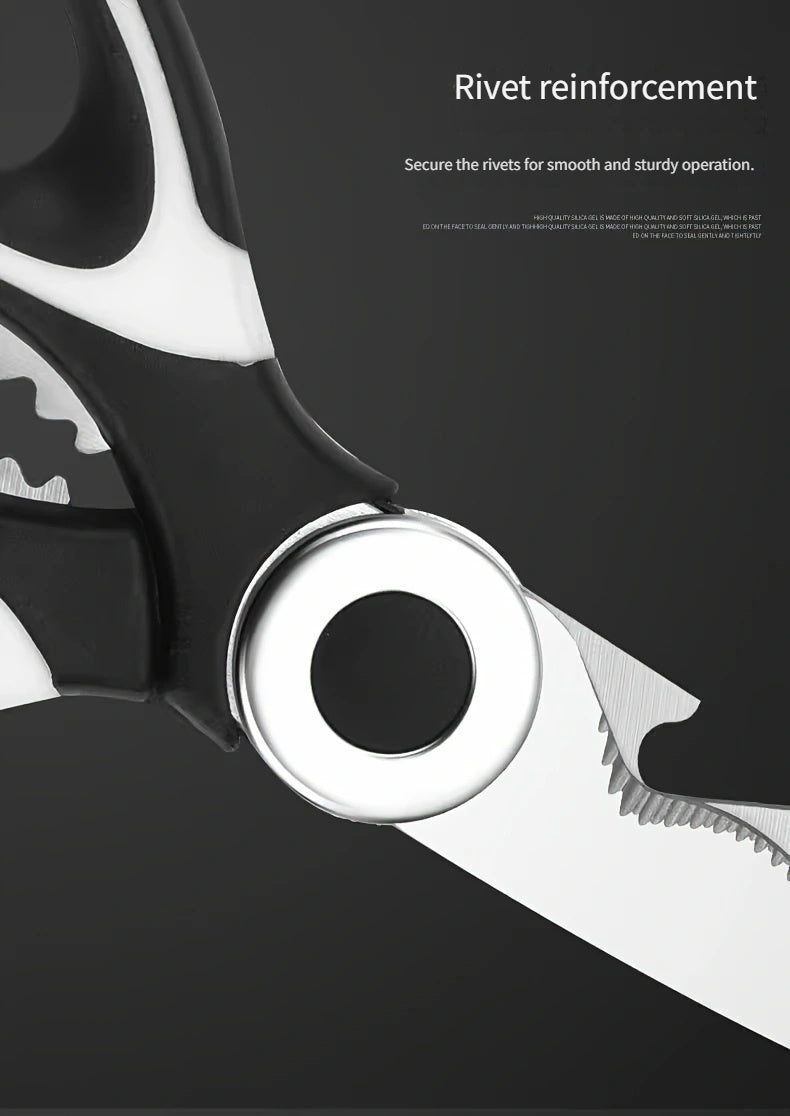 1 Durable Stainless Steel Kitchen Shears, Multi-Purpose Food Scissors for Fish, BBQ, and Bones - Sharp Blades and Ergonomic Handle for Easy Cutting of Chicken, Duck, or Fish. Ideal for Cooking, Baking, and Meal Prep. High-Qua Chef's Market