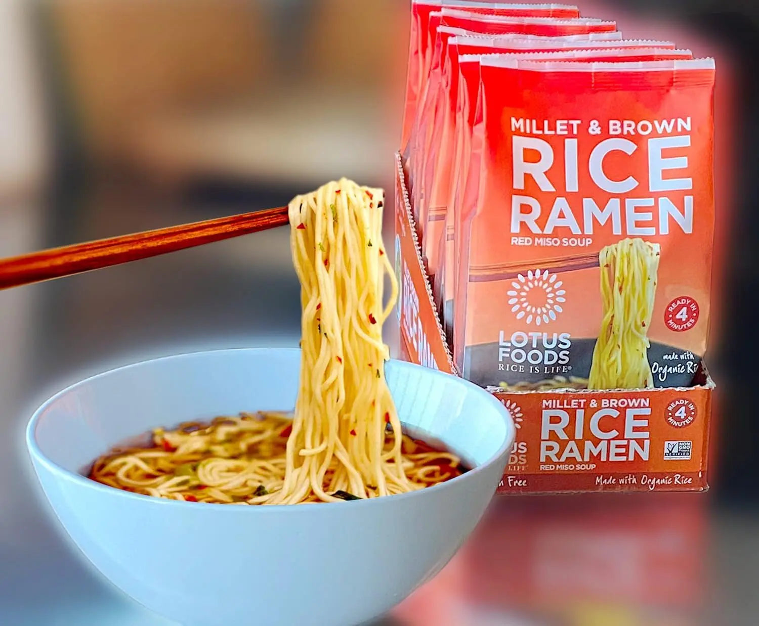 Bulk Food Organic Millet & Brown Rice Ramen Noodles with Red Miso So
