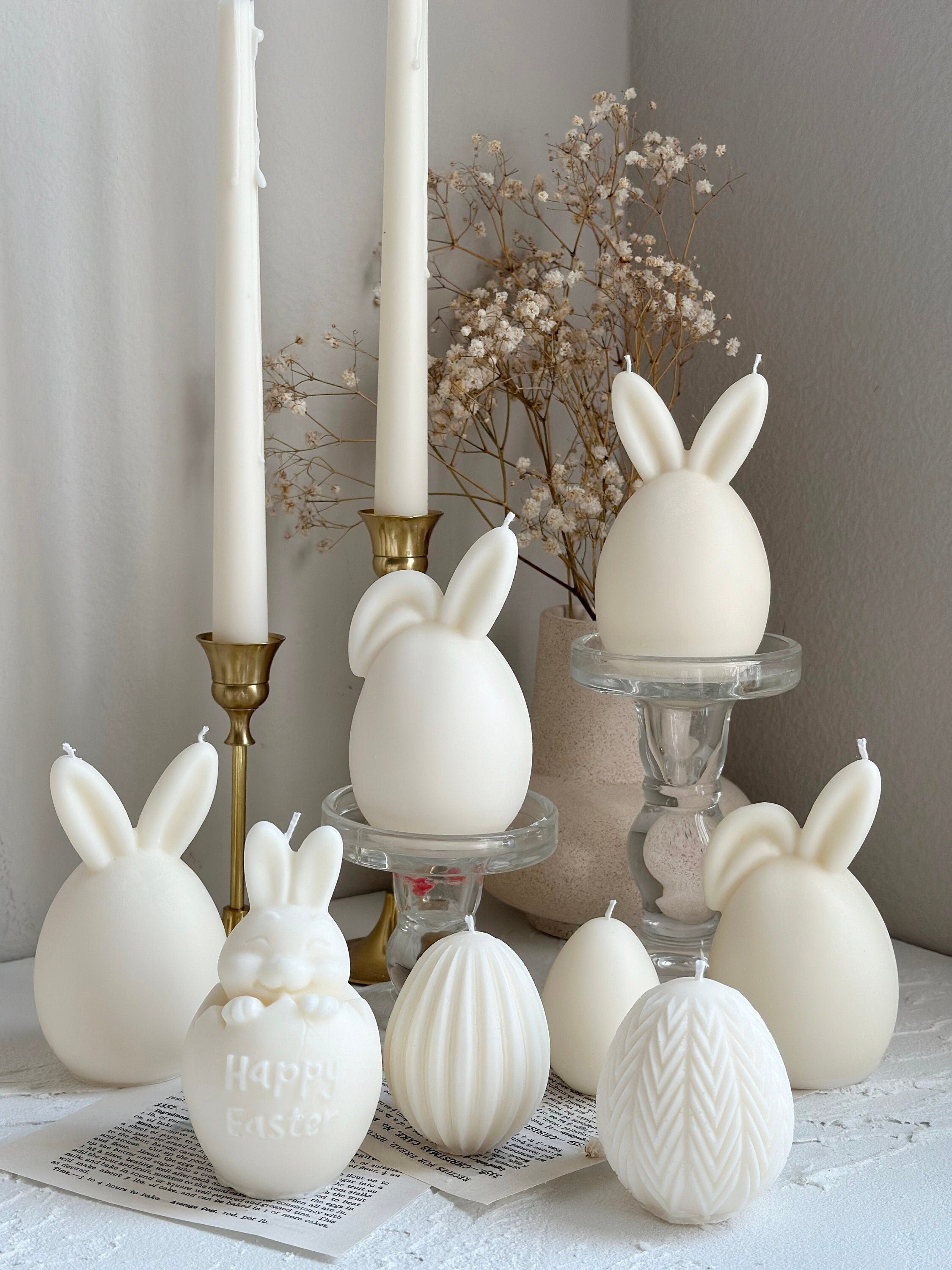 Handmade Easter Bunny Soy Wax Candle Collection, Vegan Spring Home Decor, Gift Set